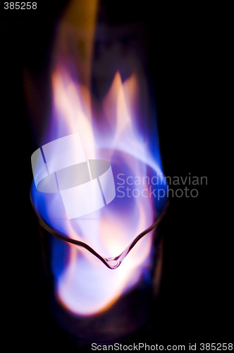 Image of burning alcohol in flask