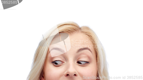 Image of happy young woman or teenage girl face