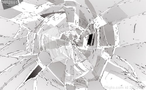 Image of Shattered or damaged glass Pieces on white