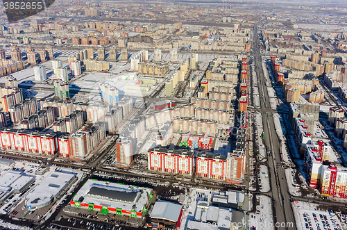 Image of Bird eye view on Permyakova street. Tyumen. Russia