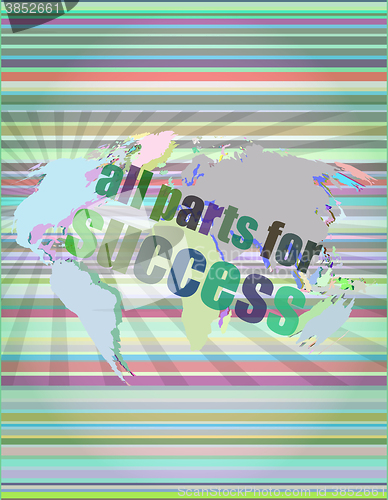 Image of all parts for success text on digital touch screen interface vector illustration