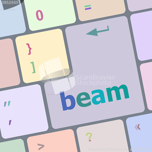 Image of beam word on keyboard key, notebook computer button vector illustration