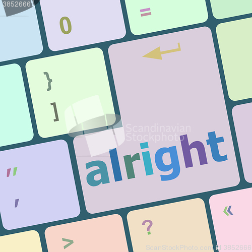 Image of Computer keyboard button with alright word on it vector illustration
