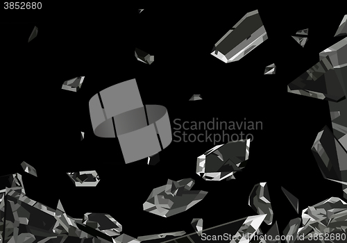 Image of Pieces of demolished or Shattered glass isolated 