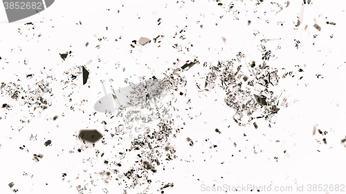 Image of Small Pieces of splitted or cracked glass on white