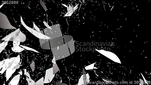 Image of Shattered glass with motion blur isolated on black