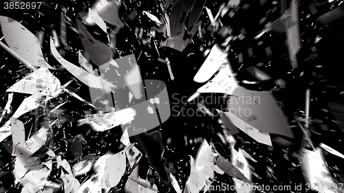 Image of Shattered glass on black with motion blur