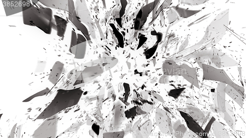 Image of Shattered glass on white with motion blur