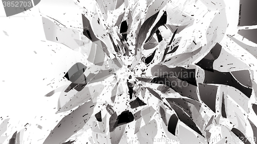 Image of Shattered glass on white with motion blur