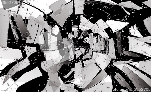 Image of Pieces of demolished or Shattered glass isolated 