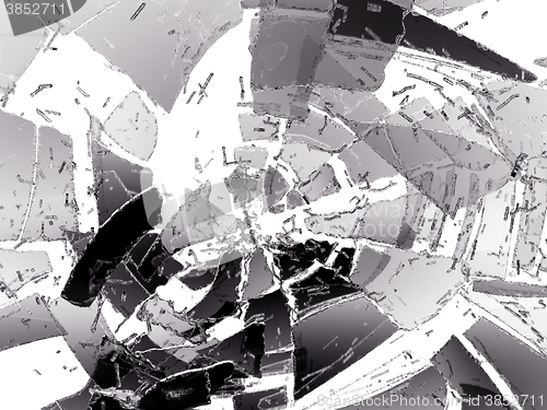 Image of Pieces of Destructed glass on white