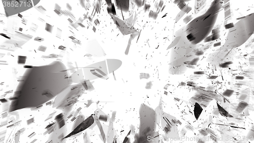 Image of Destructed or Shattered glass with motion blur on white