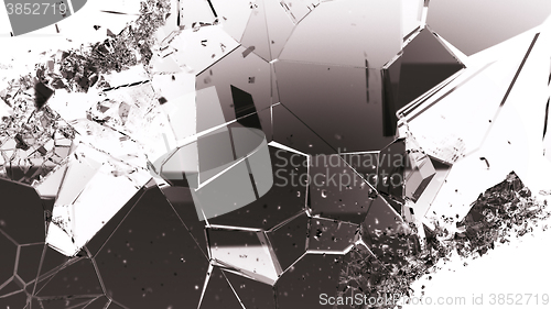 Image of Shattered or cracked glass pieces on white