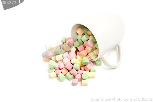 Image of marshmallows and cup isolated
