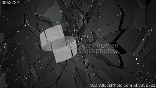 Image of Splitted or cracked glass on black