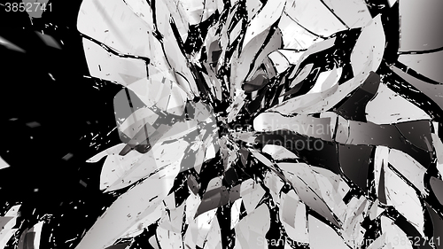Image of Shattered glass on black with motion blur