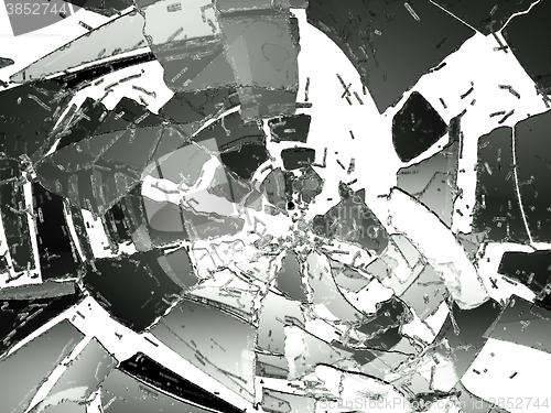 Image of Destructed and cracked glass on white