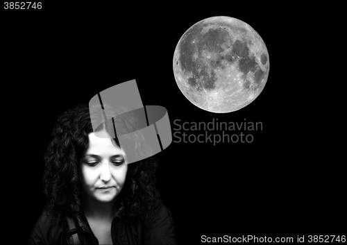 Image of Goth girl with the moon