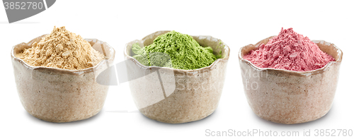 Image of various dried plants powders