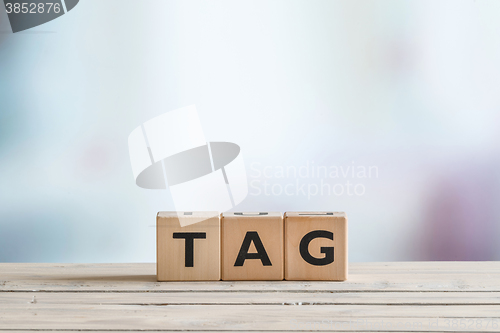 Image of Tag made of wooden cubes