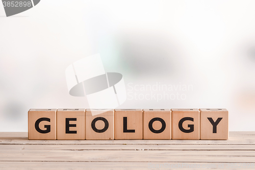 Image of Geology sign on a school desk