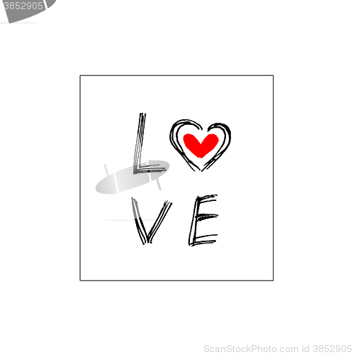 Image of Word ''Love'' with abstract heart 