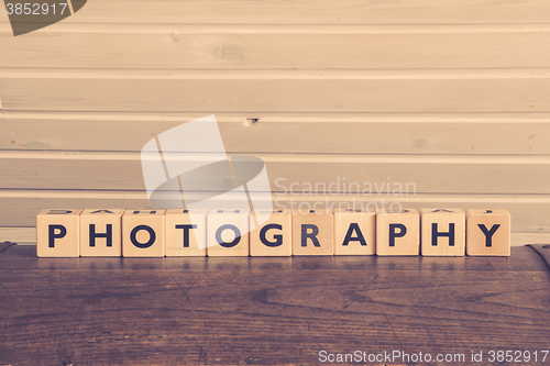 Image of Photography word on wooden cubes
