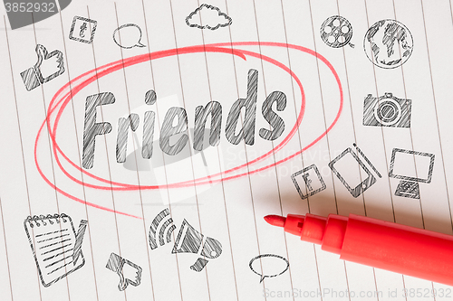 Image of Friends note with social media theme