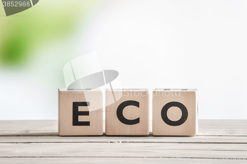 Image of Eco word on wooden cubes