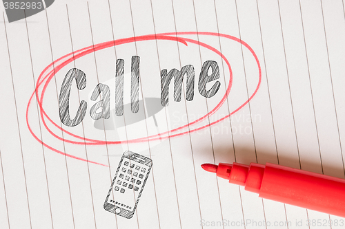 Image of Call me note in a red marked circle