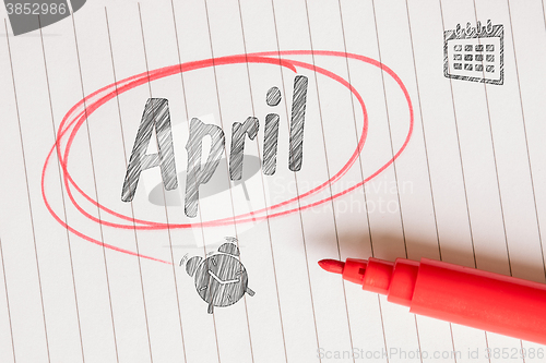 Image of April month memo note