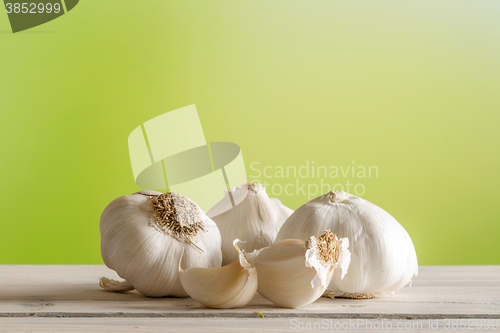 Image of Garlic on a wooden table