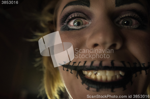 Image of Horrible girl with scary mouth and eyes