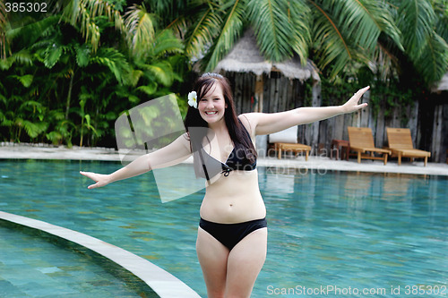 Image of Girl wearing a black bikini