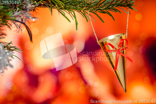 Image of Christmas cornet on a tree