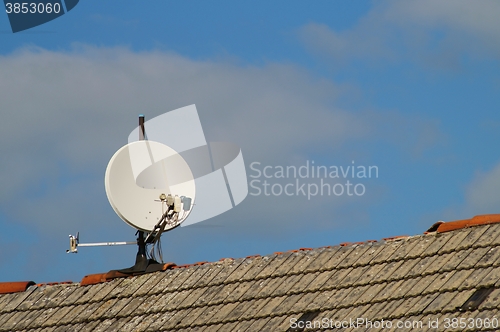 Image of Satellite dish on a roof