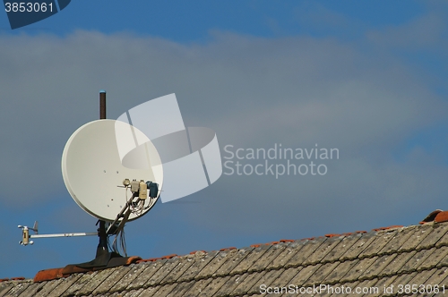 Image of Satellite dish on a roof
