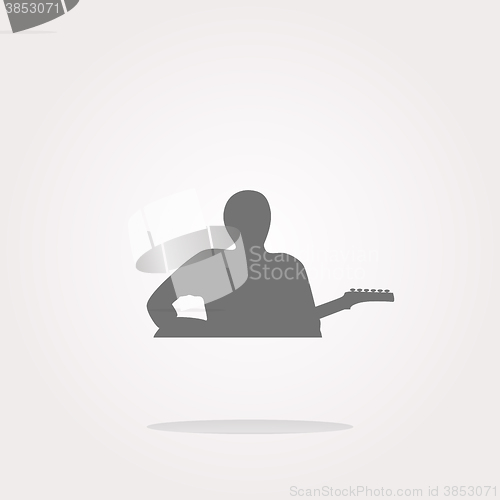 Image of vector guitarist web icon button isolated on white. Web Icon Art. Graphic Icon Drawing