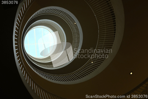 Image of bottom view of a spiral staircase