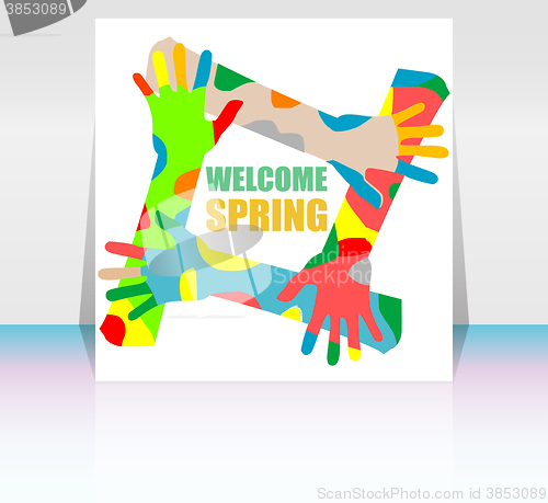Image of Welcome Spring Holiday Card. Welcome Spring Vector. Welcome Spring background. Spring Holiday Graphic. Welcome Spring Art. Spring Holiday Drawing
