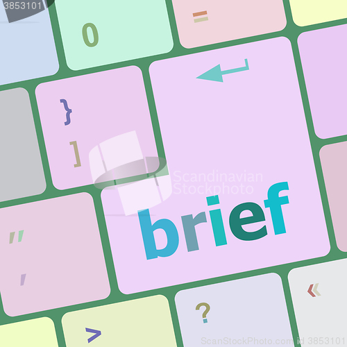Image of Brief text button on keyboard with soft focus vector illustration