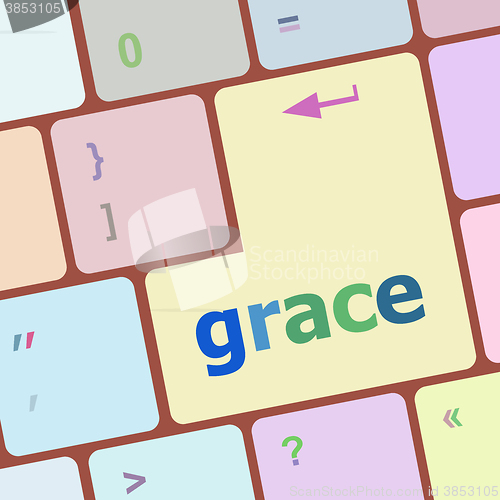 Image of Computer keyboard button with grace button vector illustration