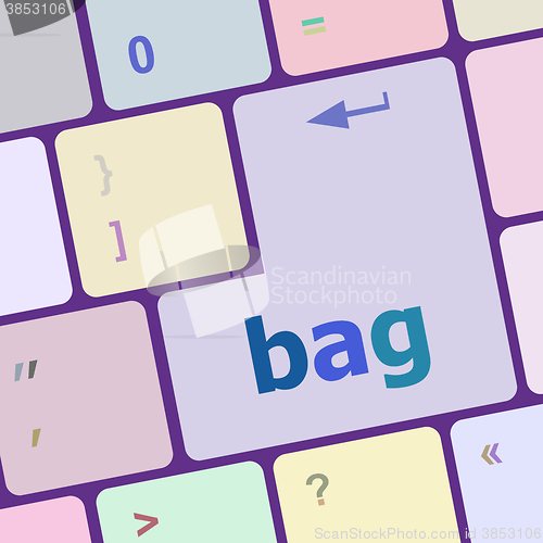 Image of bag button on computer pc keyboard key vector illustration