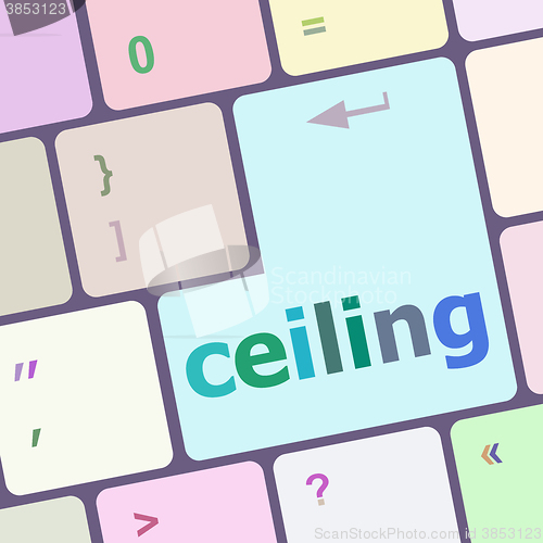Image of ceiling word on computer pc keyboard key vector illustration