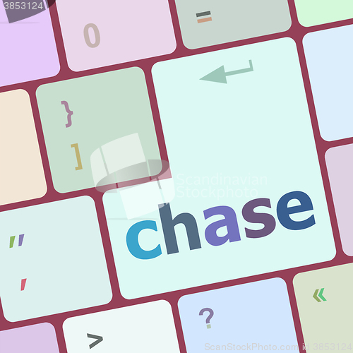 Image of chase word on keyboard key, notebook computer button vector illustration