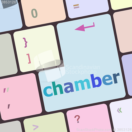 Image of chamber button on computer pc keyboard key vector illustration