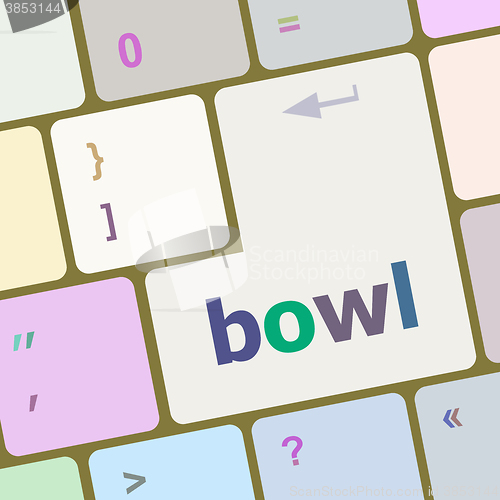 Image of bowl word on computer pc keyboard key vector illustration