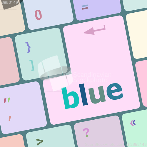 Image of blue button on computer pc keyboard key vector illustration