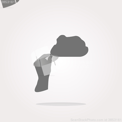 Image of vector hand and cloud web icon, web button. Web Icon Art. Graphic Icon Drawing