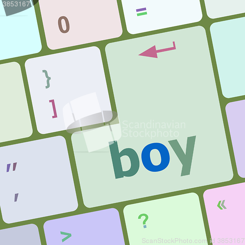 Image of boy word on keyboard key vector illustration